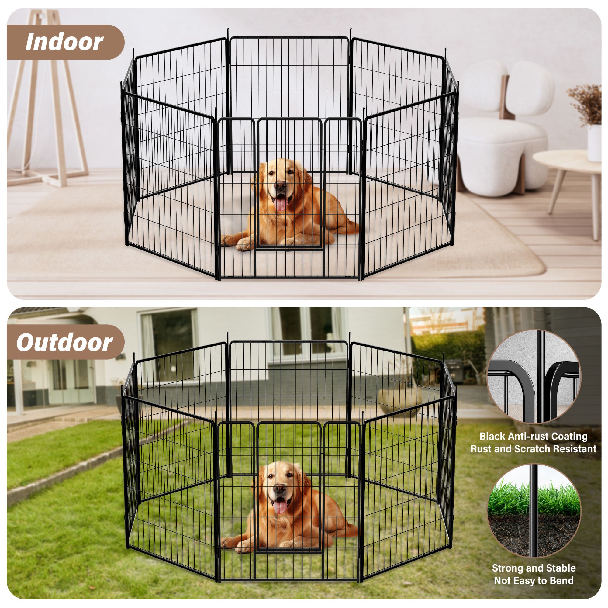 Dog Playpen Indoor Outdoor, 24" Height Doba